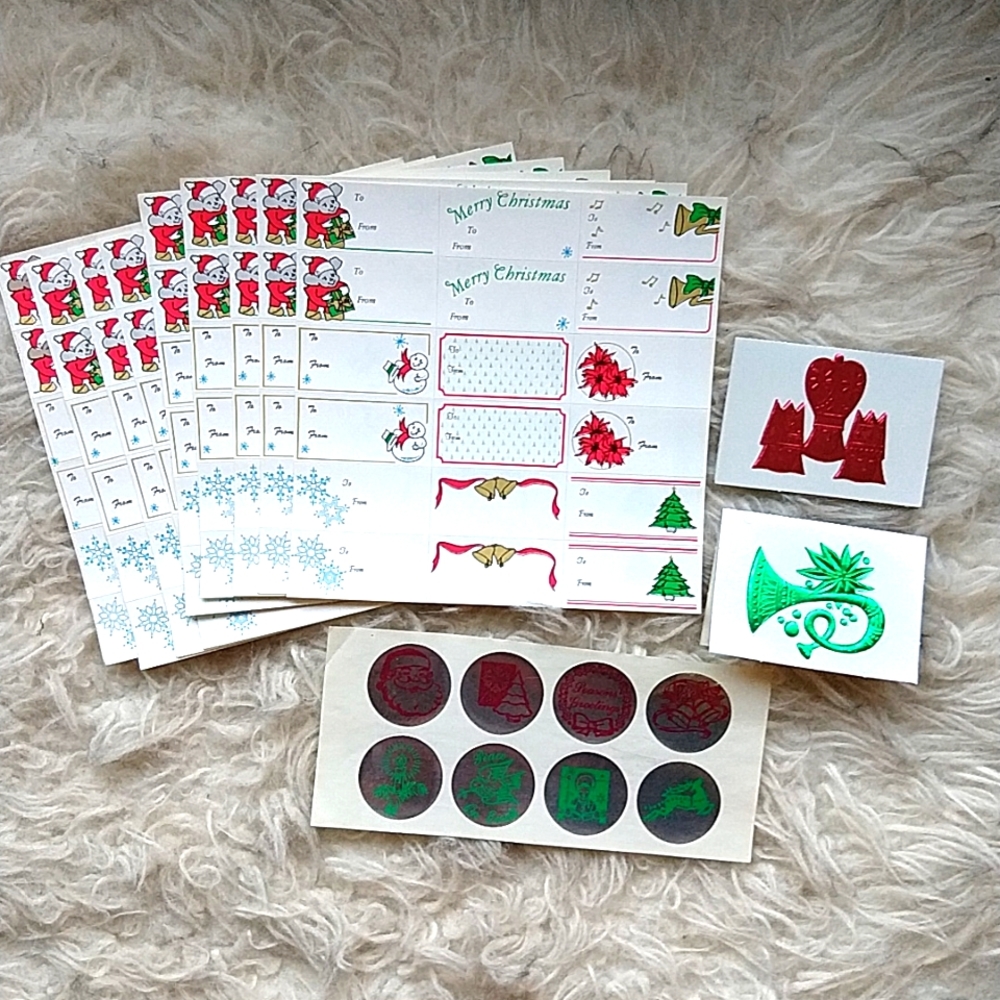 Vintage Christmas Gift Tags Stickers Foil